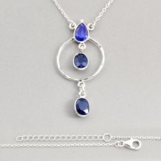 6.02cts natural blue sapphire oval pear sterling silver necklace jewelry y76532