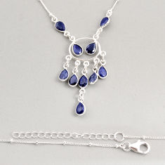11.83cts natural blue sapphire pear 925 sterling silver necklace jewelry y76545