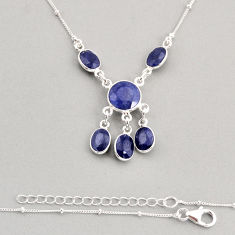 13.36cts natural blue sapphire round 925 sterling silver necklace jewelry y76527