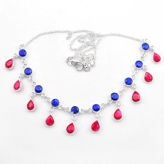 23.52cts natural blue sapphire ruby 925 sterling silver necklace jewelry t40587