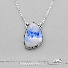 19.04cts natural blue scheelite (lapis lace onyx) 925 silver necklace n49181