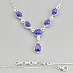 14.87cts natural blue tanzanite oval 925 sterling silver necklace jewelry y80670