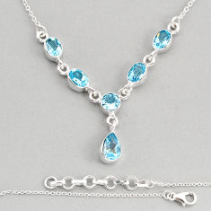 11.52cts natural blue topaz pear 925 sterling silver necklace jewelry y80666