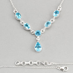 7.98cts natural blue topaz pear round sterling silver necklace jewelry y80672