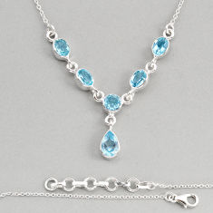 8.40cts natural blue topaz pear round sterling silver necklace jewelry y80673