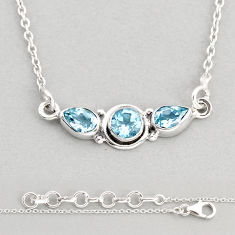4.12cts natural blue topaz round 925 sterling silver necklace jewelry y76781