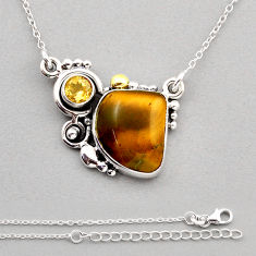 9.23cts natural brown tiger's eye citrine 925 sterling silver necklace y87001