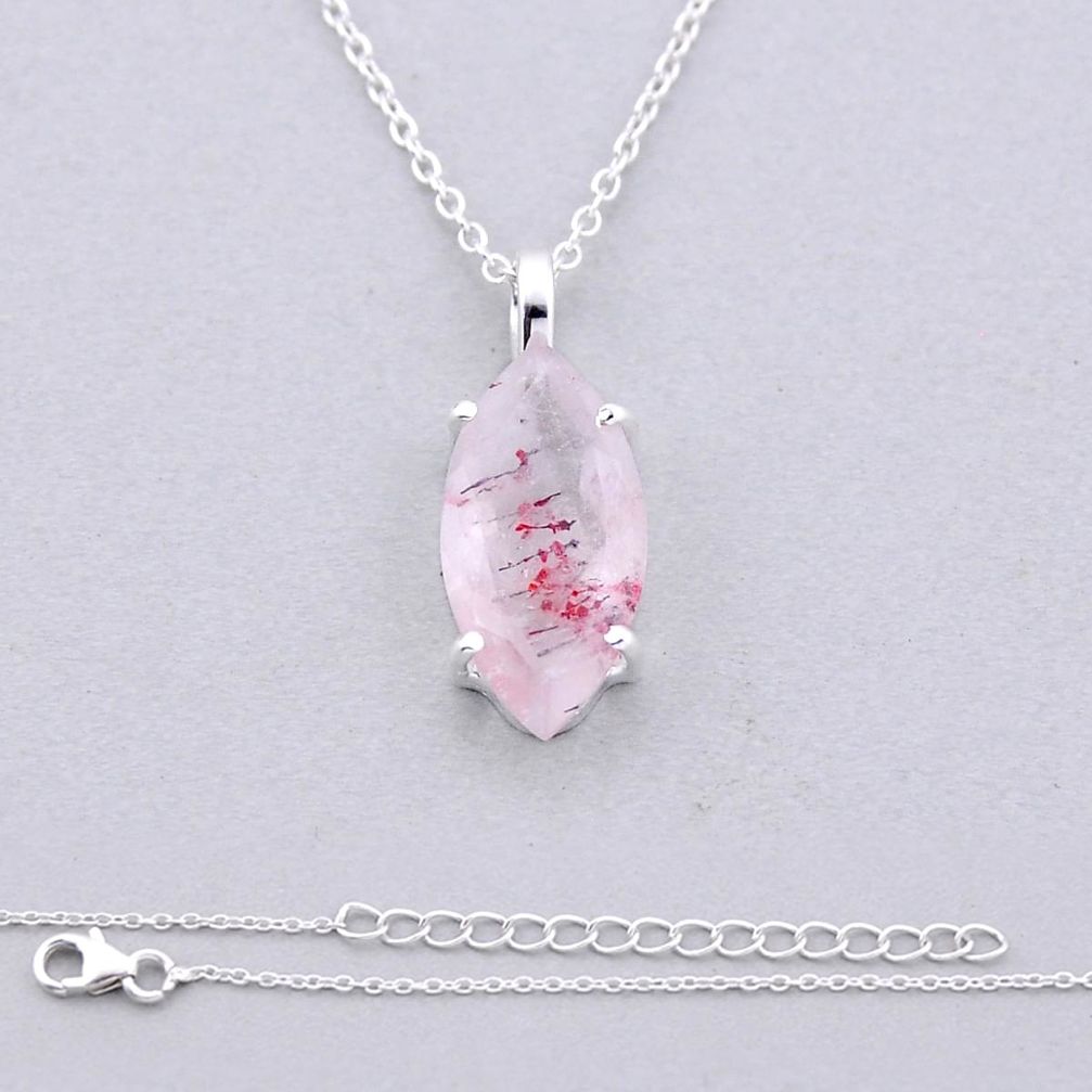 7.13cts natural cacoxenite super seven (melody stone) 925 silver necklace n43503