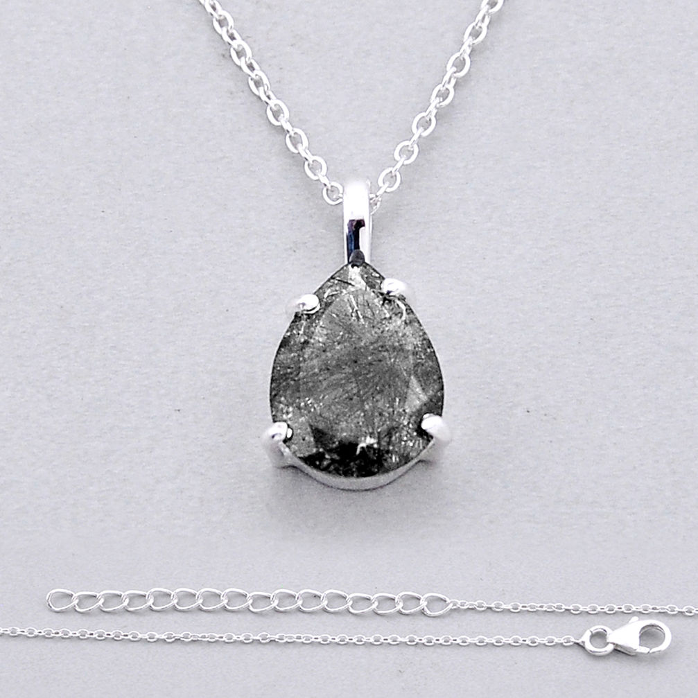 3.91cts natural cacoxenite super seven (melody stone) 925 silver necklace n43547