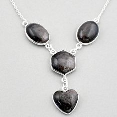 22.90cts natural golden sheen black obsidian 925 sterling silver necklace t83357