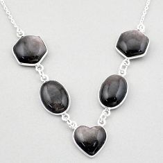 26.11cts natural golden sheen black obsidian 925 sterling silver necklace t83358