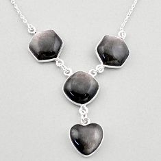 22.92cts natural golden sheen black obsidian 925 sterling silver necklace t83378