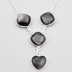 23.46cts natural golden sheen black obsidian 925 sterling silver necklace t83380