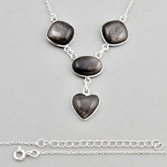 23.74cts natural golden sheen black obsidian 925 sterling silver necklace y57826