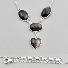 22.30cts natural golden sheen black obsidian 925 sterling silver necklace y57829