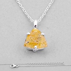 4.12cts natural golden tourmaline rutile 925 sterling silver necklace n43577