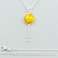 5.63cts natural golden tourmaline rutile 925 sterling silver necklace u18861