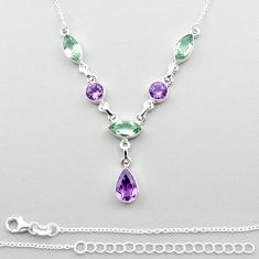 22.61cts natural green amethyst purple amethyst 925 silver necklace u13089