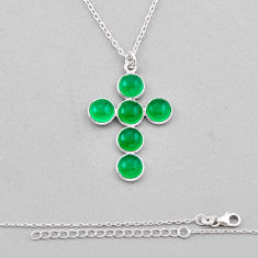6.54cts natural green chalcedony 925 sterling silver holy cross necklace n34520