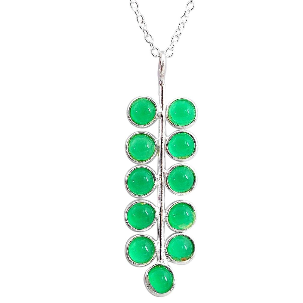 5.22cts natural green chalcedony 925 sterling silver necklace jewelry t4707