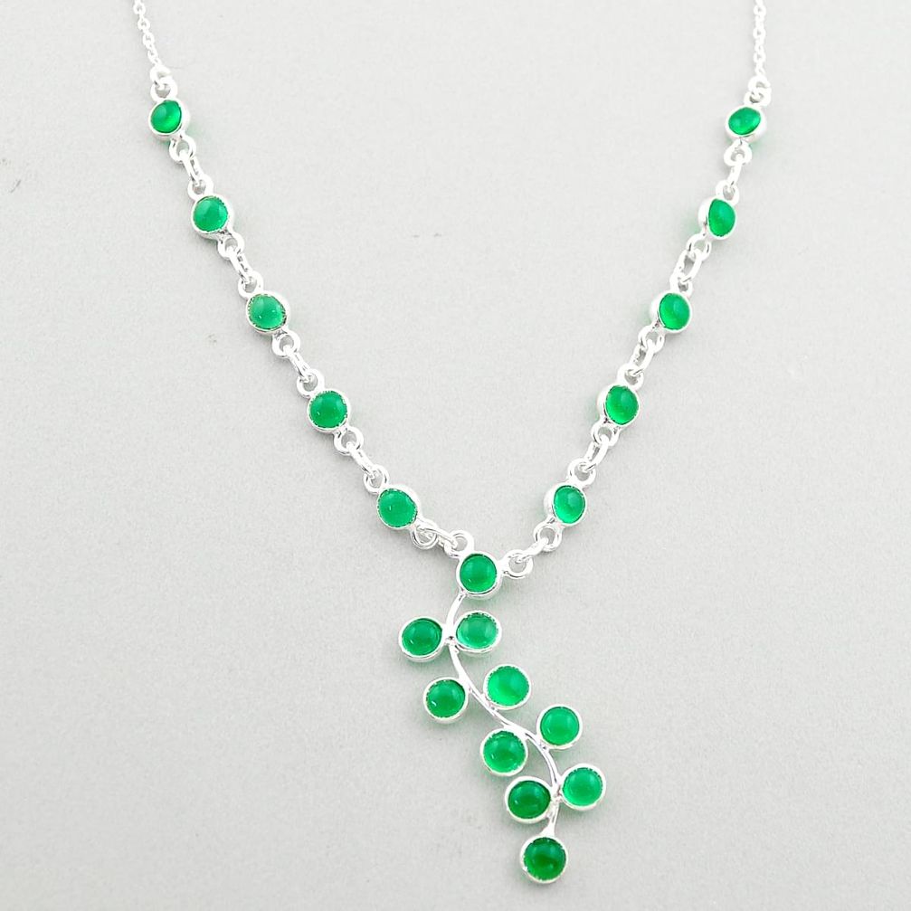 9.03cts natural green chalcedony 925 sterling silver necklace jewelry t66335