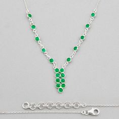 11.11cts natural green chalcedony 925 sterling silver necklace jewelry y61500
