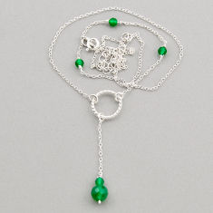 2.75cts natural green chalcedony beads sterling silver necklace jewelry n1519