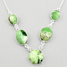 22.30cts natural green chrome chalcedony 925 sterling silver necklace t83341