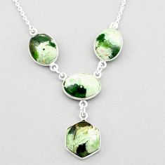 20.46cts natural green chrome chalcedony 925 sterling silver necklace t83342