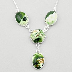 21.84cts natural green chrome chalcedony 925 sterling silver necklace t83366