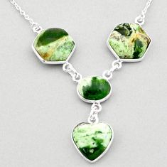 19.45cts natural green chrome chalcedony 925 sterling silver necklace t83384