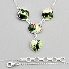23.13cts natural green chrome chalcedony 925 sterling silver necklace y57822