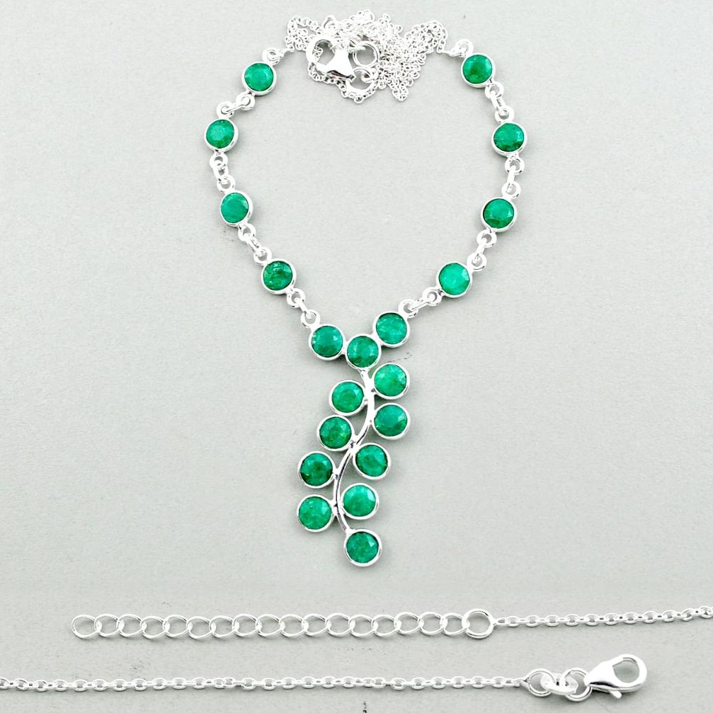 15.93cts natural green emerald 925 sterling silver necklace jewelry u11522