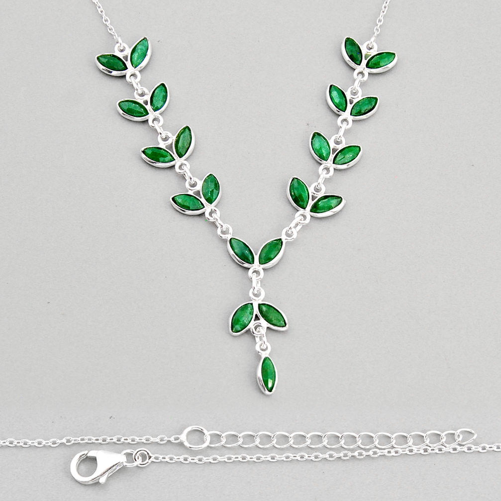 26.70cts natural green emerald marquise sterling silver necklace jewelry y77389