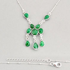 14.86cts natural green emerald oval 925 sterling silver necklace jewelry y76514