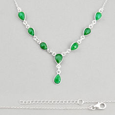 11.46cts natural green emerald pear 925 sterling silver necklace jewelry y76973