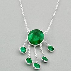 9.86cts natural green emerald round 925 sterling silver necklace jewelry u3245