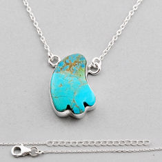 12.22cts natural green  turquoise fancy sterling silver necklace c35054