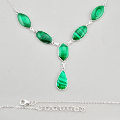 51.74cts natural green malachite (pilot's stone) oval 925 silver necklace y72062