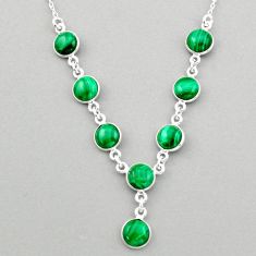 21.20cts natural green malachite (pilot's stone) round 925 silver necklace u3225