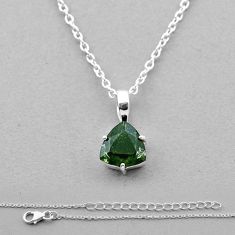 2.58cts natural green moldavite (genuine czech) heart 925 silver necklace n47678