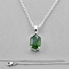 2.58cts natural green moldavite (genuine czech) hexagon silver necklace n47674