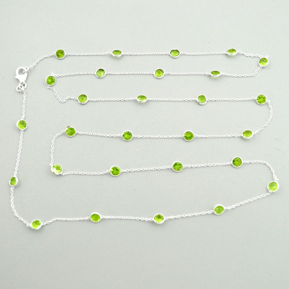 19.77cts natural green peridot 925 sterling silver chain necklace jewelry u23402