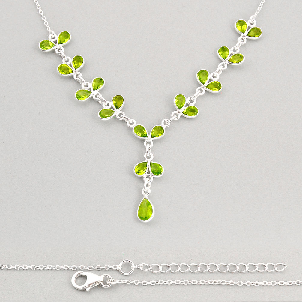 20.02cts natural green peridot pear 925 sterling silver necklace jewelry y74893