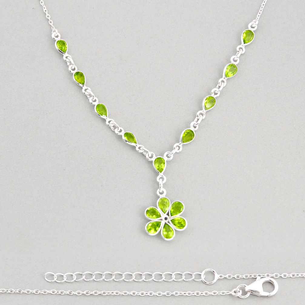 10.70cts natural green peridot pear 925 sterling silver necklace jewelry y76890