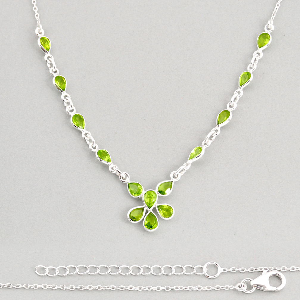 10.02cts natural green peridot pear 925 sterling silver necklace jewelry y76891