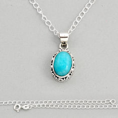 6.70cts natural green peruvian amazonite 925 sterling silver necklace y81848