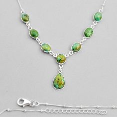 16.07cts natural green turquoise tibetan 925 sterling silver necklace y82175
