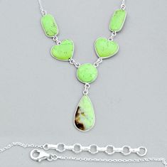 36.74cts natural lemon chrysoprase 925 sterling silver necklace jewelry y14141
