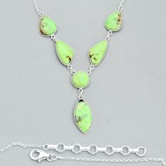 39.84cts natural lemon chrysoprase 925 sterling silver necklace jewelry y14142